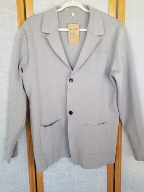 New Men's Knit Blazer Cotton Linen Gray Size Large NWT